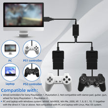 OSTENT Dual USB Adapter Converter Cable Cord for Sony PlayStation 1/2 PS One PSX Wired Controller Gamepad Joystick to PC Laptop