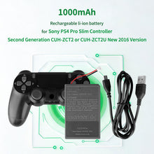 OSTENT 3.7V 1000mAh Rechargeable Li-ion Battery Pack Replacement for Sony PS4 Pro Slim Bluetooth Wireless Dual Shock Controller Second Generation CUH-ZCT2 or CUH-ZCT2U New 2016 Version