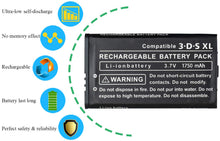 OSTENT 1750mAh 3.7V Rechargeable Li-ion Battery Pack + Tool Kit for Nintendo 3DS LL/XL