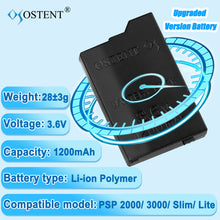 OSTENT Real 1200mAh 3.6V Lithium Ion Rechargeable Battery Pack Replacement for Sony PSP 2000/3000 PSP-S110 Console