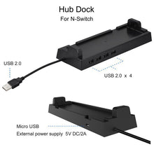 OSTENT 4 USB Port Hub External Splitter Expansion Adapter Stand for Nintendo Switch