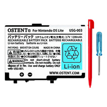OSTENT 3.7V 1200mAh Rechargeable Li-ion Polymer Lithium-ion Battery Pack Tool Kit Pen for Nintendo DSL NDS Lite