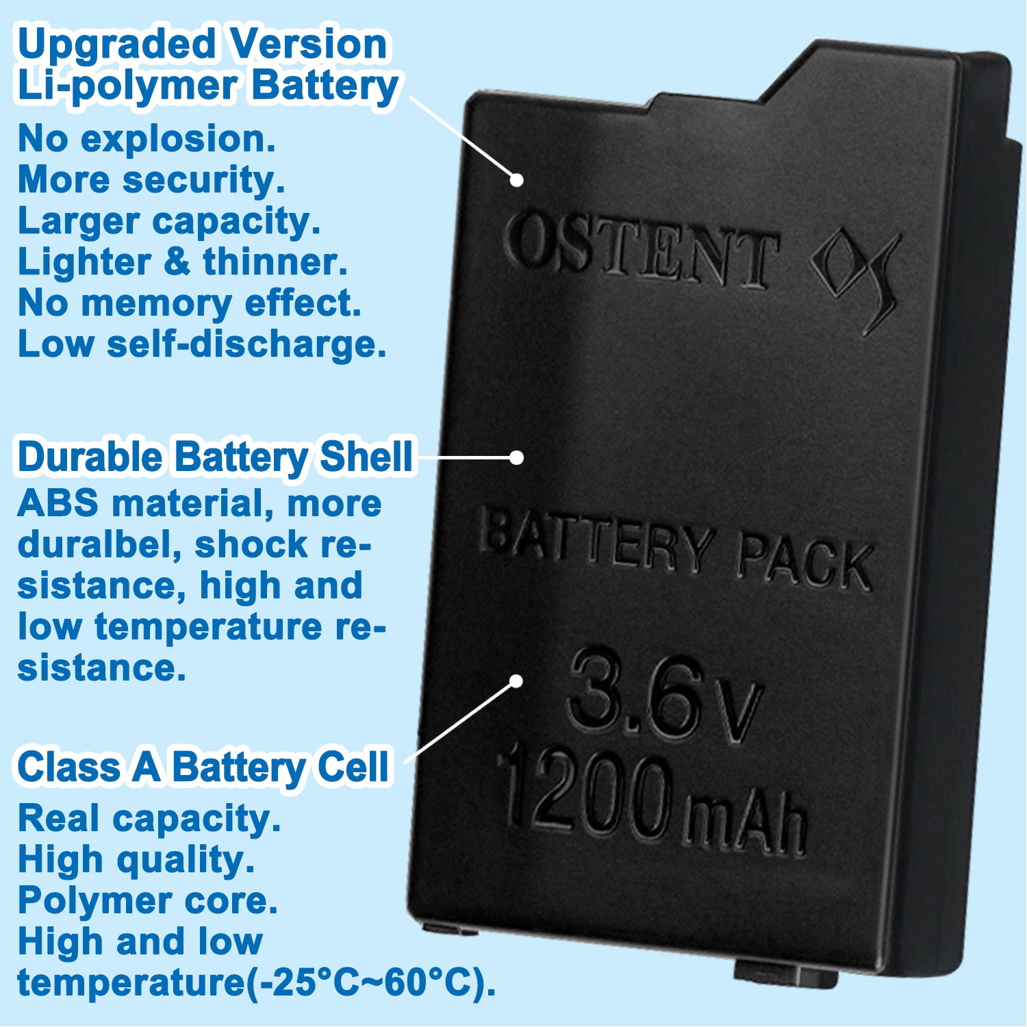 OSTENT Real 1200mAh 3.6V Lithium Ion Rechargeable Battery Pack ...