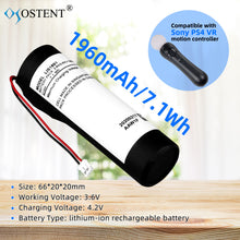 OSTENT 1960mAh Li-ion Battery Pack Rechargeable Lithium-ion Replacement for Sony PS4 VR Motion Controller