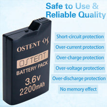OSTENT Upgraded Version Real 2200mAh 3.6V Lithium Ion Li-ion Polymer Rechargeable Battery Replacement for Sony PSP 1000 PSP-280 Console Video Games