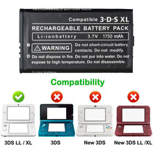 OSTENT 1750mAh 3.7V Rechargeable Li-ion Battery Pack + Tool Kit for Nintendo 3DS LL/XL