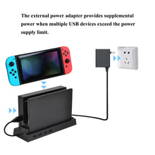 OSTENT 4 USB Port Hub External Splitter Expansion Adapter Stand for Nintendo Switch