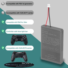 OSTENT 1000mAh 3.65V 3.7Wh Rechargeable Li-ion Battery Pack Replacement for Sony PS4 Pro / Slim CUH-ZCT2 Series Bluetooth Wireless Dual Shock Controller Second Generation New Version Small Connector