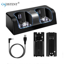 OSTENT Charger Dock Station + 2 Battery Packs for Nintendo Wii Remote Controller