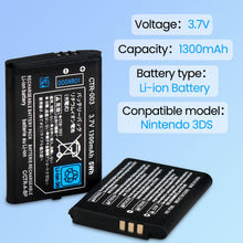 OSTENT 1300mAh 3.7V Rechargeable Li-ion Battery Pack + Tool Kit for Nintendo 3DS Console